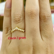 Cincin wanita emas muda + cincin emas 1 gram + cincin emas asli