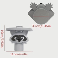 1Pc Adorable 3D Printed Raccoon Toilet Roll Holder White Plastic with Lid Playful Bathroom Decor Tis