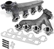 A-Premium 2PCS Left & Right Engine Exhaust Manifold Kits W/Gaskets, Studs, Nuts [OHV 8Cyl 5.8L] Comp