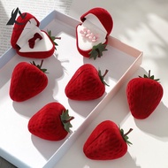 Red Velvet Strawberry Ring Box Cute Jewelry Box Ear Stud Storage Box Creative Gift Ring Box Female R