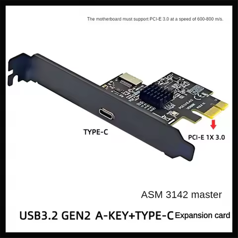PCI-E 1X to Type-E + Type-C Expansion Card USB3.2 GEN2 10Gbps ASM3142 Chip PCI-E to USB-C Adapter fo