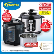 PowerPac Electric Pressure Cooker With Stainless Steel Pot 4.0L/5.0L/6.0L (PPC411, PPC511, PPC611, PPC566)