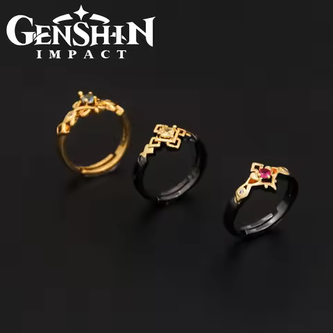 Genshin Impact Cosplay Ring Zhongli Tartaglia Xiao Venti Albedo Adjustable Finger Rings for Women Me