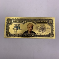 cod US President Donald Trump Five Dollars Dollar Bill Gold Foil Banknote Commemorative Voucher Gold