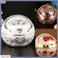 {biling}  Rose Flower Pattern Ash Tray with Lid Windproof Zinc Alloy Smoking Ashtray for Living Room