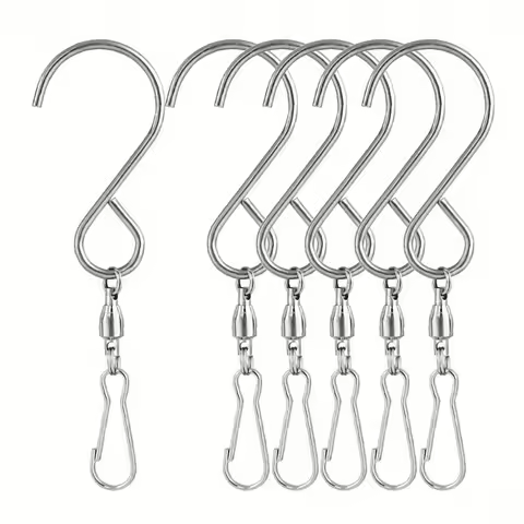 6pcs Rotating Hooks 360 Degrees Double Rotating Windsock Bell Supplies Hanging Hooks Decorative Stai