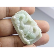 C224 Genuine Green Jade Pendant Suitable For Auspiciousness. Engraved With The Shape Of An Eagle Hol