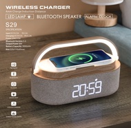พร้อมส่ง S29 Wireless Charger ใหม่ไม้โคมไฟ LED ลำโพงบลูทูธชาร์จผู้ถือ15W Fast Charging Stand Hands ฟ