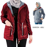 Uniqlo Jumbo Korean Style Women's Parka Jacket Imported Reversible Muslimah Long Korean Maroon Grey