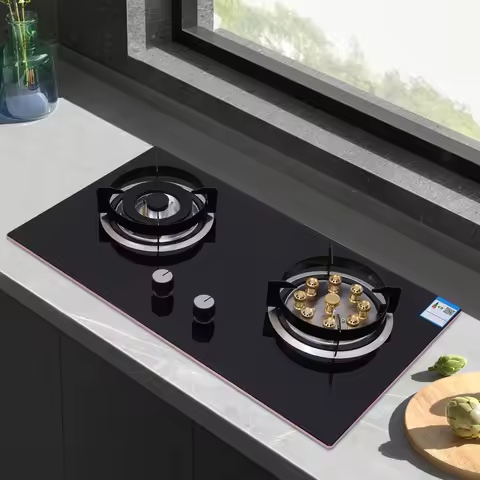 4.2KW+5.2KW Household Double Stove Hob Built in Gas Stove 2 Grade Dual-purpose Burner Natural Gas Te
