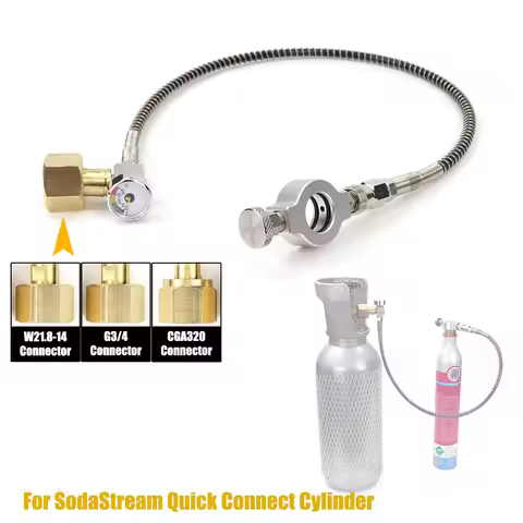Co2 Cylinder Tank Refill Adaptor Hose 2000PSI/150Bar Gauge For Sodastream DUO Terra Art Cylinder To 