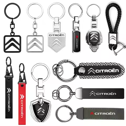 Car Valve Core 3D Metal Key Rings Car Logo Emblems Keychain For Citroen Berlingo C3 Aircross C5 Airc