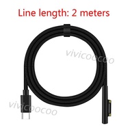 VIVI Type C Power Supply Charger Adapter 15V 3A PD Fast Charging Cable for Micro-soft Surface Pro 3 4 5 6 GO 0.5/1/1.5/2m