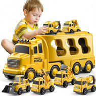 ⭐ Shipping from Malaysia ⭐TEMI 5 in 1 Diecast Carrier Truck Toys Cars Engineering Vehicles Excavator