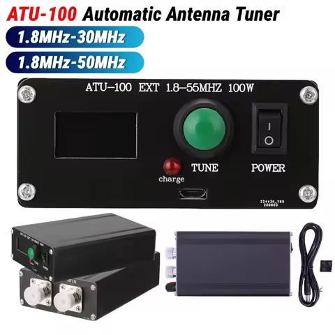 ATU-100 HF Auto Tuner 1.8MHz-30MHz Portable HF Antenna Tuner by N7DDC+0.91 OLED Auto Antenna Tuner V