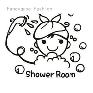 Fancyqube Bathroom Decoration Cartoon Cute Sticker Wall Sticker Funny Bathroom Glass Door Stickers C