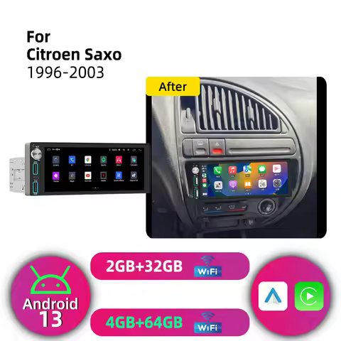 Android 1 Din Car Stereo for Citroen Saxo 1996-2003 Wireless CarPlay GPS Navigation Multimedia Autor