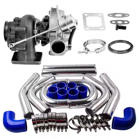 T3 T4 Universal Turbo 0.63 A/R V Band 420HP 4/6 Cly + 2.5" 64mm 8PCS PIPING Kit