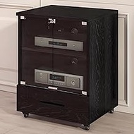 Media Stand Audio Rack with Wheels and Lock, Stereo Component Storage Cabinet, Stereo Cabinet with G