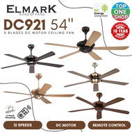 ELMARK DC921 54 Inches Ceiling Fan DC Motor c/w 12 Speeds Remote Control 5 ABS Blades | GM AB GOLD O