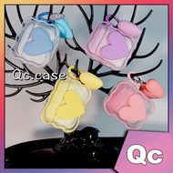 「Qc」wavy border three-dimensional Heart-shaped with pendant airpod case airpods case airpods 2 case airpods 3 case airpods Pro case airpods Pro 2 case AirPod 2 case AirPod pro case