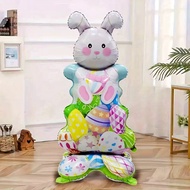 Animal Happy Easter theme 61 inches Stand Rabbit Colorful Egg party decoration aluminum foil balloon