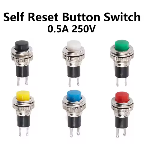 5/20/100PCS 10mm DS316 OFF-(ON) Momentary 0.5A 250VAC Panel Mount Push Button Switches DS-316 Black/