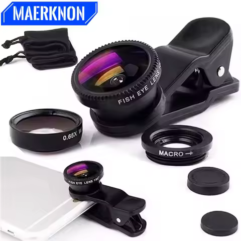 3 in1 Fisheye Phone Lens 0.67X Wide Angle Zoom Fish Eye Macro Lens Camera Kits For Smartphone Fish E