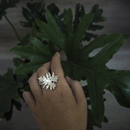 。植被之上。NO.12 小天使蔓綠絨 開放戒指/925銀