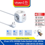 VIVAN Safety Socket VPS-H008A | 7 in 1 USB Adapter Switch Electrical Plug Socket