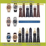 APPLY TO PATEK PHILIPPE NAUTILUS 5711 5712 5724 5980 MEN NOTCHED GENUINE LEATHER WATCH STRAP