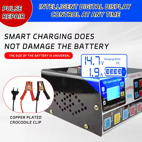 500A Battery High Power Fast Charger LCD Display Electric Motorcycles Charger Smart Charger for Lead