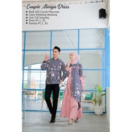 Couple Gamis Batik Kombinasi Polos Couple Pesta Baju Kondangan Gamis