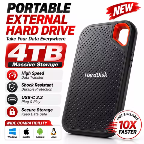 4TB Portable SSD External Solid State Drive 1TB 2TB 8TB 16TB USB-C Fast Storage Device for Laptop Ma