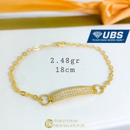 Gelang Emas UBS Permata Plat Rantai Kadar 375