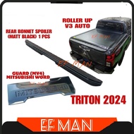 NEW GEN TRITON 2024 BONNET SPOILER GUARD COVER MATT BLACK MITSUBISHI TAIL GATE REAR PINTU BELAKANG 4