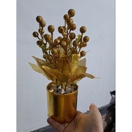 Artificial Flowers gold/gold Flowers+gold Vase Aesthetic Table Flowers