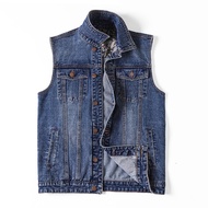 Lelaki Denim Jaket Vest Jaket Saiz Besar 6XL Plus Saiz 7XL Pakaian Musim Panas Fesyen Lelaki Waistcoat Lelaki Kasual Kasual Saiz Besar Seluar Jeans jaket Lelaki