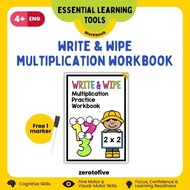 Multiplication Write and Wipe Practice Workbook Wipe Clean Times Table Practice 1-12 Buku Sifir Math