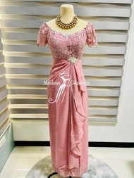 ELEGANT BLUSH PINK SIDE SWAG FORMAL DRESS for Weddings, Events, Ninang Gown, Mother of the Bride Gro