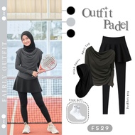 Ghina Padel Sporty 4in1 Hijab Set (Hijab + April Top + Skirt) Latest Sports Outfit Muslimah Sports W