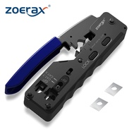 ZoeRax เครื่องตัดเครื่องมือจีบตัดสายอีเทอร์เน็ต RJ45สำหรับ Cat6A Cat7 Cat6 Cat5E การเชื่อมต่อ Cat5