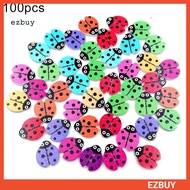 [EY] 100Pcs 2 Holes Ladybug Shape Wooden Buttons Clothes Sewing Scrapbook Decoration
