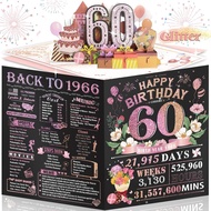 60th Birthday Card for Women Her, Large 3D Pop Up 60th Birthday cards for Wife Mom, Happy 60 Year Ol