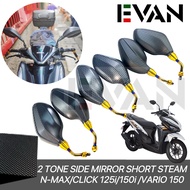 EVAn.shop 2 Tone Carbon Side Mirror Short Stem For Honda Click 125i 150i/ Vario 150 Made in Thailand