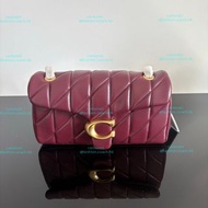 酒紅色金扣大號COACH蔻馳新款菱格tabby26酒神包鏈條56 coach  手袋 背囊