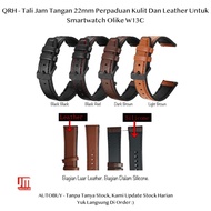 QRH 22mm Leather Watch Strap For Smartwatch Olike W13C - Leather Strap Rubber Sporty