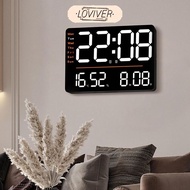 LOVIVER Large Digital Wall Clock Dst Week Modern Alarm Clock 12/24H Time Mode Decorations LED Wall C