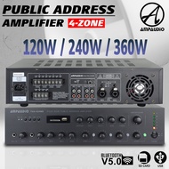 AmpAudio Public Address Amplifier (4-ZONE) 120W / 240W / 360W Public Address Amplifier Selector With