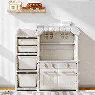 Instock - 4 IN 1 Kids Cabinets Kitchen Pretend Play Storage Cabinet Kids Toy drawer Organizer Book Shelf Block Panel Writing table White Board Magnetic panel Space Saver Study Table Wardrobe Organizers Shelf Cabinet Storage Box